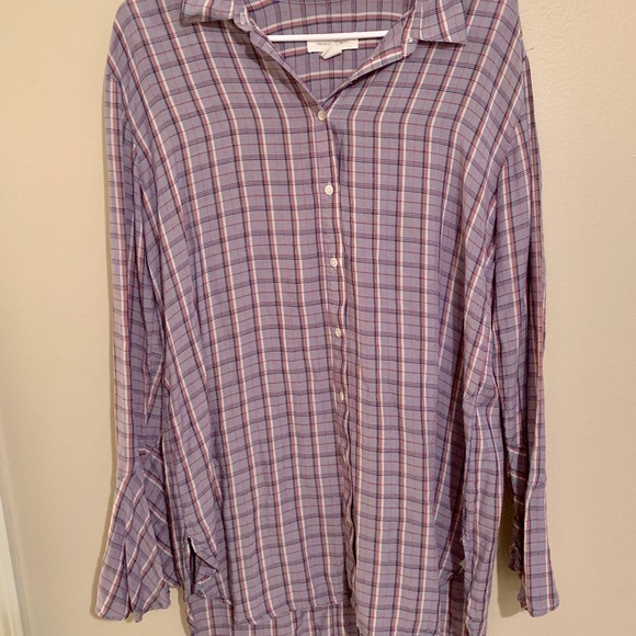 Treasure and bond button up plaid open back bell - Picture 3 of 6